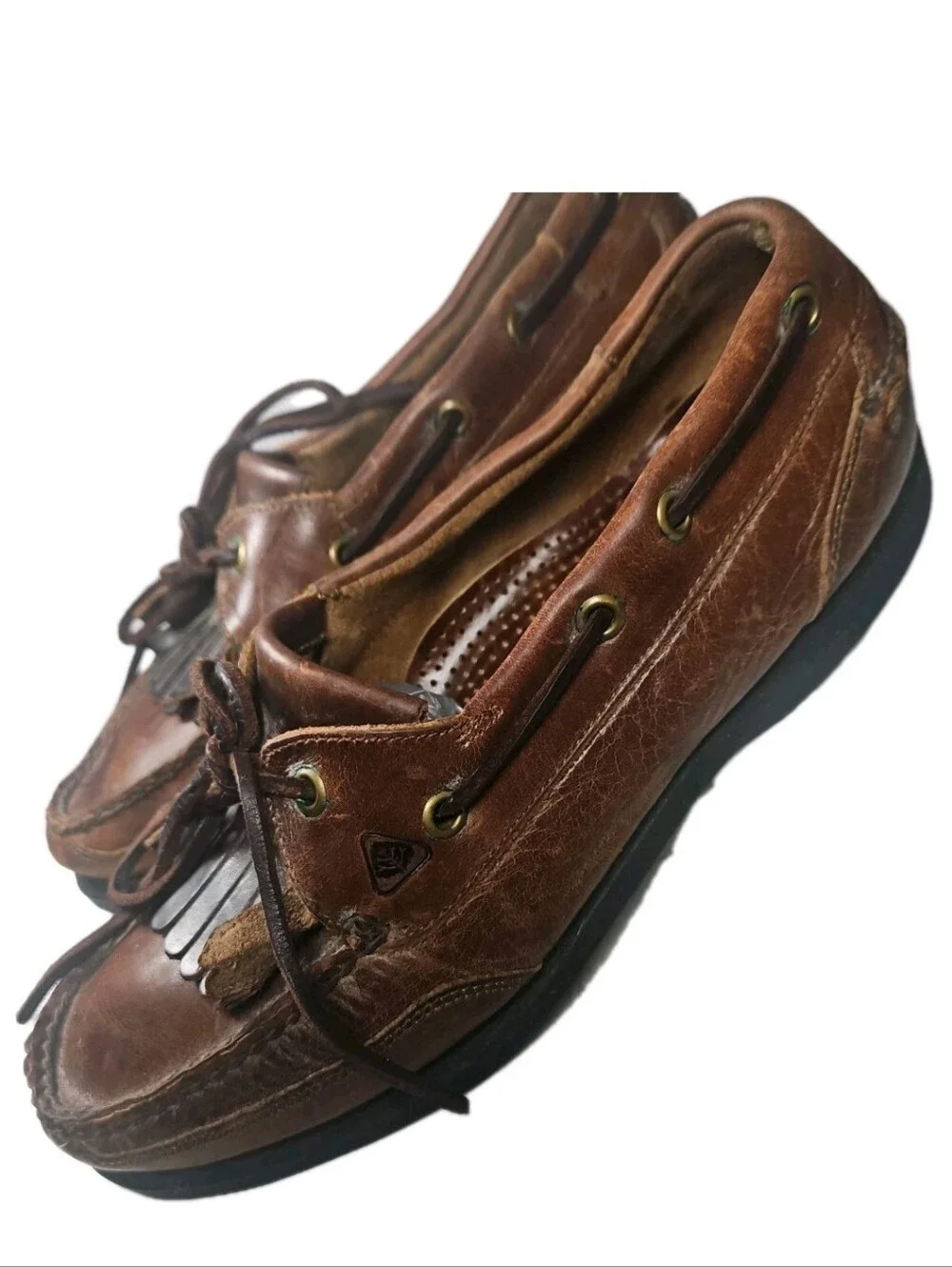 Sperry Top Sider Kiltie Tassel Unisex M7D/W8.5B Brn Leather Loafer 90s[7D
